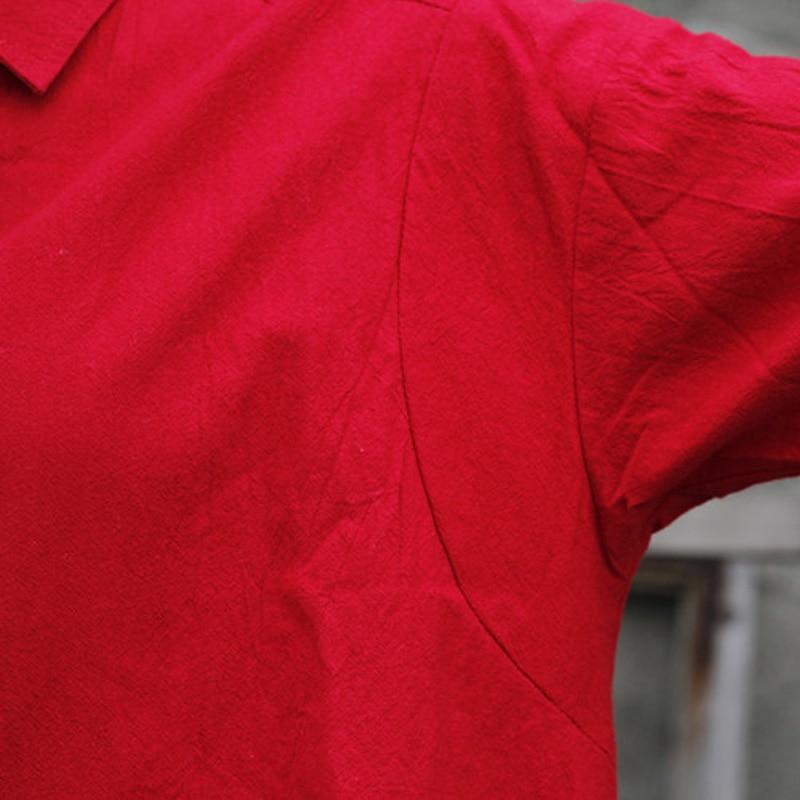 Vibrant Red Irregular Button-Up Shirt  | Zen