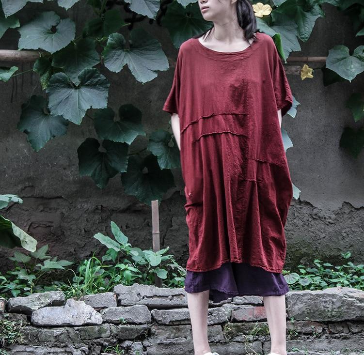 Vintage Red Oversized Linen T-Shirt | Lotus