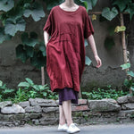 Vintage Red Oversized Linen T-Shirt | Lotus