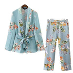 OOTD 2 Piece Outfit - Elegant Floral Coat With Matching Pants