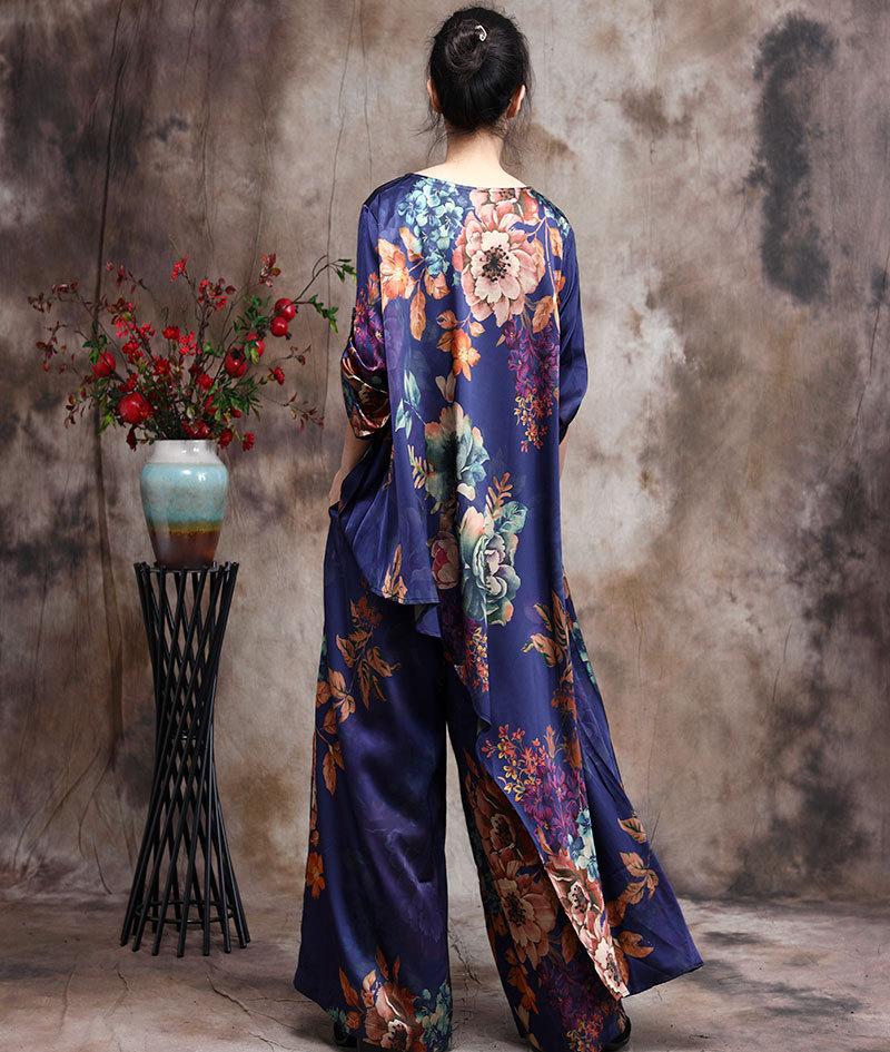 cambioprcaribe OOTD 2 Piece Set - Floral Oversized Tunic with Palazzo Pants