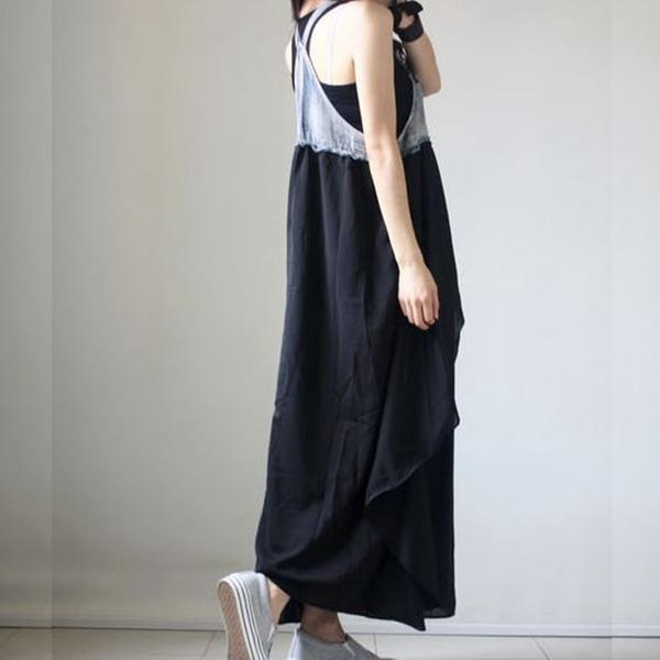 cambioprcaribe overall dress Black & Blue Long Denim Overall Dress