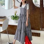 cambioprcaribe overall dress Black & White Plaid / XL Peace Maker Overall Dress