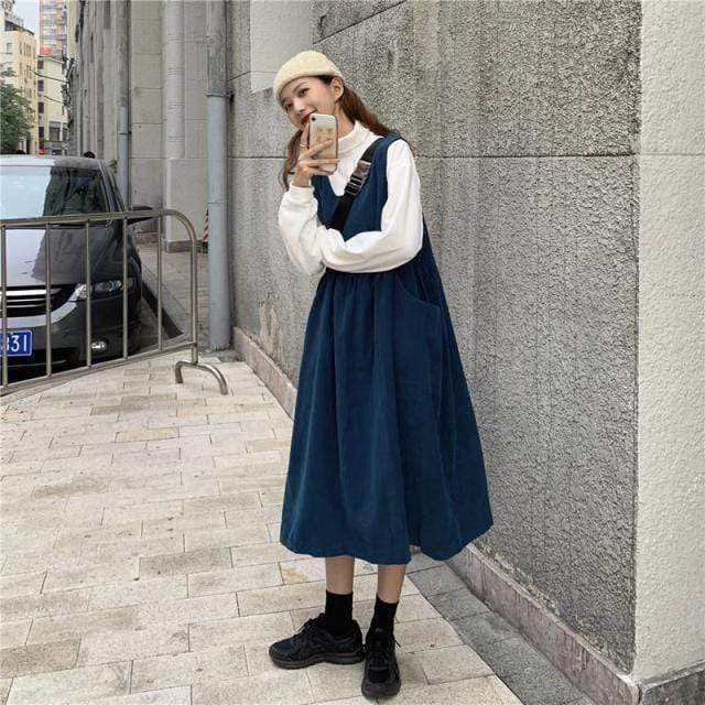 cambioprcaribe overall dress blue / S Made It Work Vintage Overall Dress
