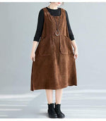 Plus Size Corduroy Overall Dress