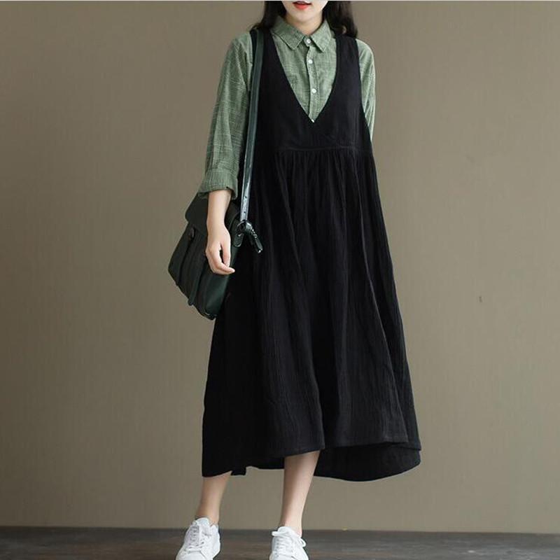 cambioprcaribe overall dress Casual Cotton Linen Overall Dress