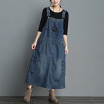 cambioprcaribe overall dress Dark Blue / One Size On Time Denim Overall Dress