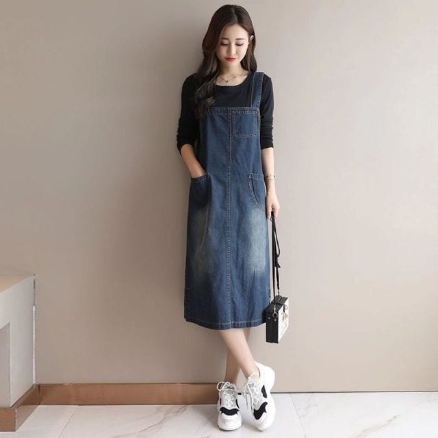 Back At It Denim Overall Dress