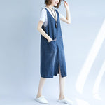 cambioprcaribe overall dress Expressions Dark Blue Denim Overall Dress