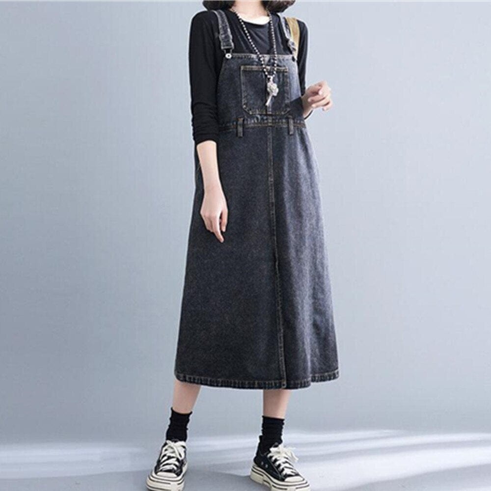 cambioprcaribe overall dress Good Vibes Denim Overall Dress