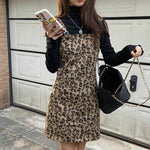 Leopard Prints Overall Dress Mini