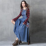 cambioprcaribe overall dress Long Denim Overall Dress with Large Pockets