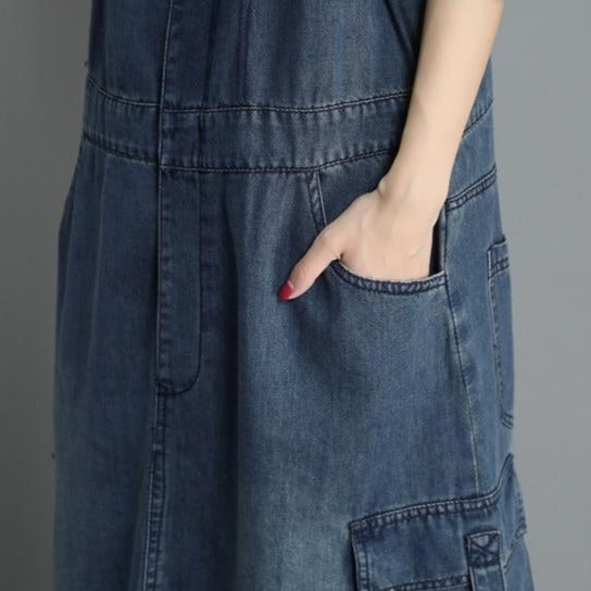 cambioprcaribe overall dress On Time Denim Overall Dress