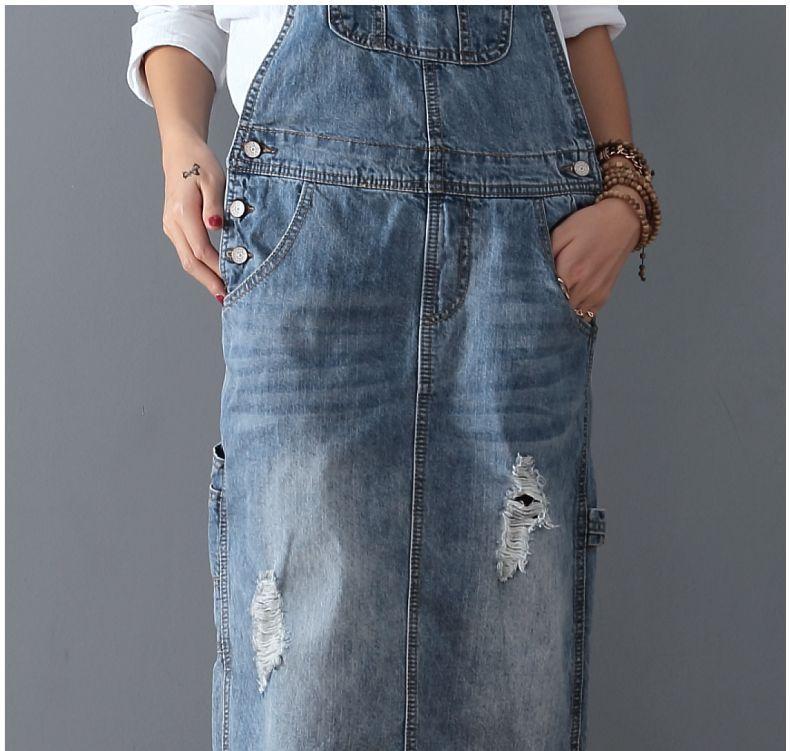 cambioprcaribe overall dress Ripped Denim Overall Dress