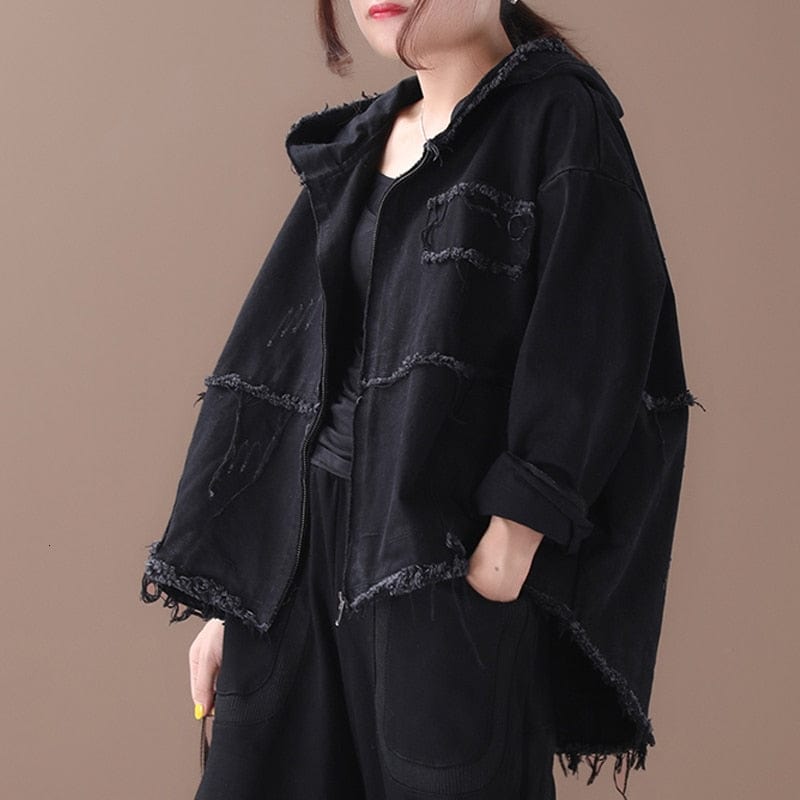 cambioprcaribe Oversized Denim Jacket with Hoodie