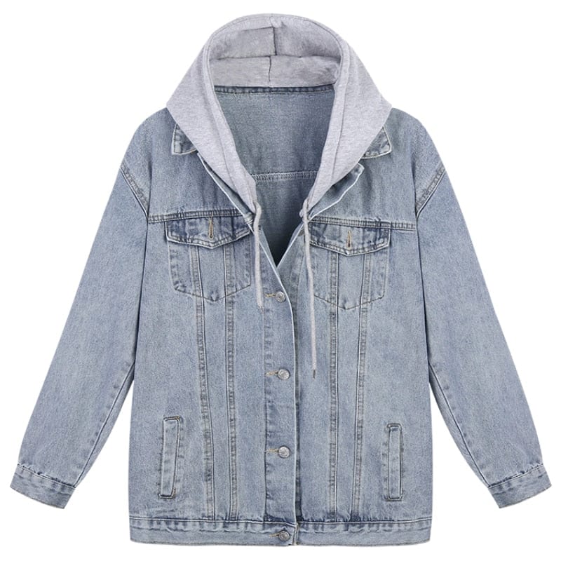 cambioprcaribe Oversized Hooded Basic Denim Jacket