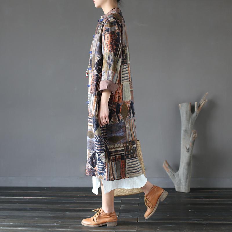 cambioprcaribe Patchwork Prints Chinese Linen Trench Coat