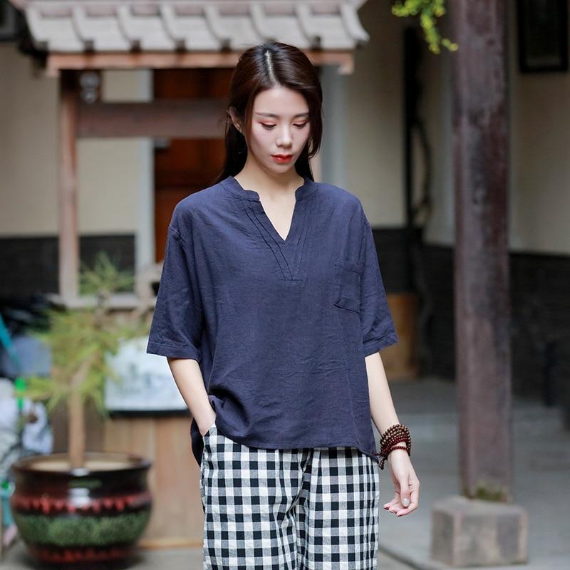Petite Cotton Linen T-Shirt With Pockets  | Zen