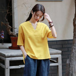 Petite Cotton Linen T-Shirt With Pockets  | Zen