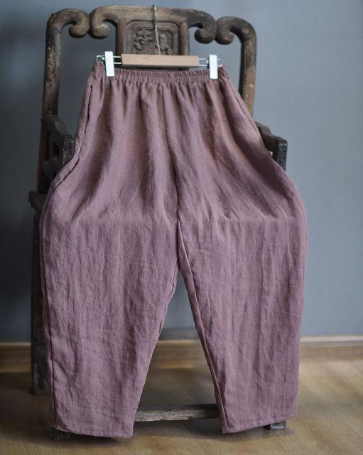 cambioprcaribe Pink / One Size Elastic Waist Linen Trousers | Zen
