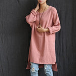 cambioprcaribe Pink / One Size Long Sleeves Asymmetrical Cotton Shirt  | Zen