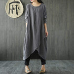 Plus Size Crew Neck Asymmetric Split Tunic