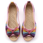 cambioprcaribe Purple / 5 Rainbow Striped Peep Toe Linen Shoes