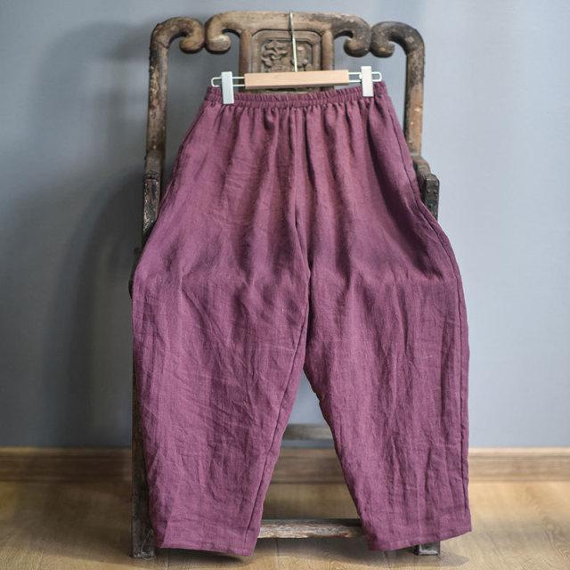 cambioprcaribe Purple / One Size Elastic Waist Linen Trousers | Zen