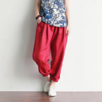 cambioprcaribe Red / One Size Casual Literary Roll-up Trousers  | Zen
