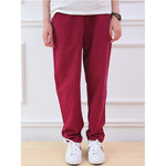 cambioprcaribe Red / One Size Cotton & Linen Pleated Pants  | Zen
