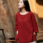 cambioprcaribe Red / One Size Flowy 3/4 Batwing Sleeve T-Shirt  | Zen