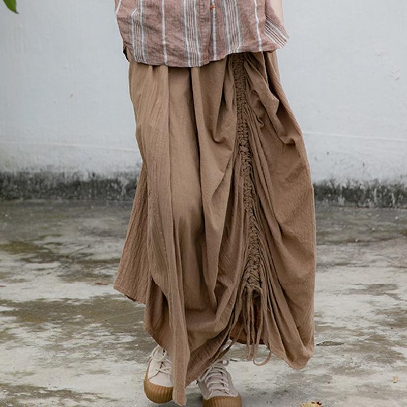 cambioprcaribe Skirts Asymmetrical Cotton Linen Skirt | Lotus
