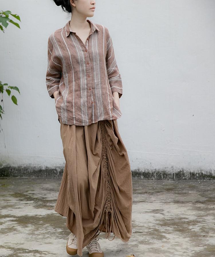 cambioprcaribe Skirts Asymmetrical Cotton Linen Skirt | Lotus