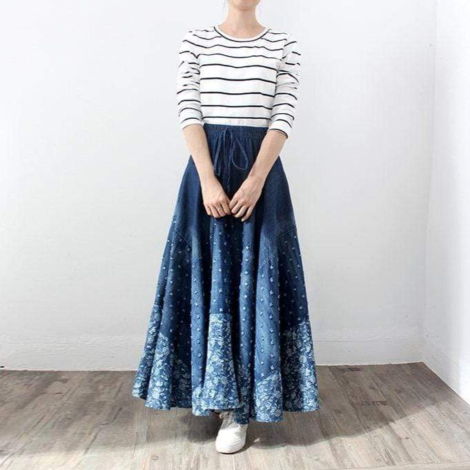 cambioprcaribe Skirts Blue / One Size Vintage Pleated Denim Skirt