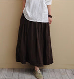 cambioprcaribe Skirts brown / S Vintage Cotton Linen Pleated Skirt
