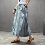 cambioprcaribe Skirts Embroidered Patchwork Kawaii Denim Skirt