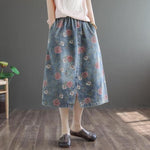 cambioprcaribe Skirts Floral Printed Denim Skirt