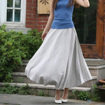 cambioprcaribe Skirts Light Grey / One Size Cotton and Linen Maxi Skirts