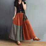 cambioprcaribe Skirts Orange / 5XL Vintage Patchwork Corduroy Midi Skirt