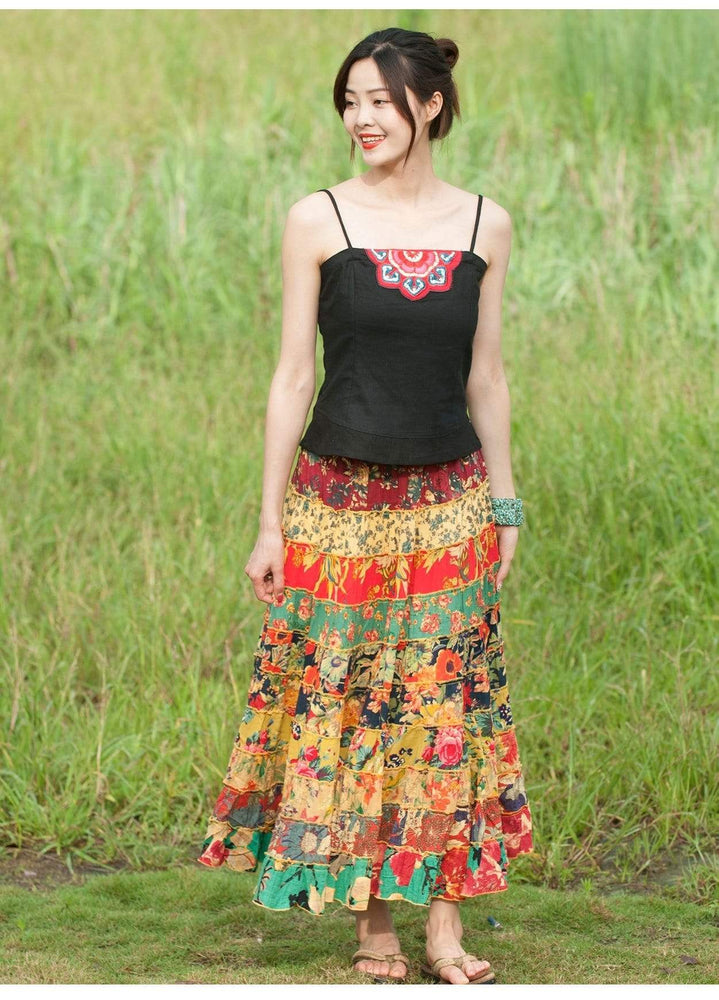 cambioprcaribe Skirts Random Patchwork Hippie Skirt