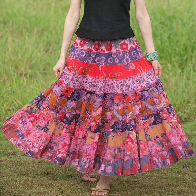 cambioprcaribe Skirts Rose / One Size Random Patchwork Hippie Skirt