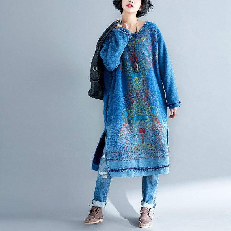 cambioprcaribe Sweater Dresses Blue / One Size Oversized Ripped Sweater Dress