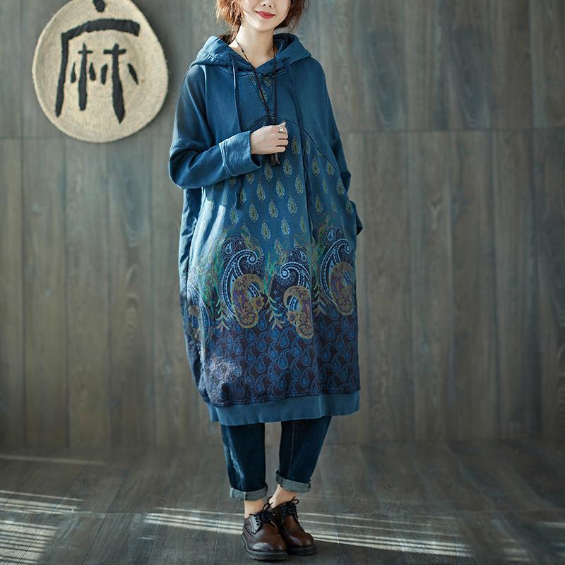Peacock Paisley Hooded Sweater Dress