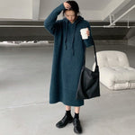 Oversized Hooded Long Sweater Dress