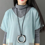 cambioprcaribe Sweater Dresses One Size / Light Blue Color Block Denim T-shirt Dress