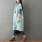 cambioprcaribe Sweater Dresses One Size / Light Blue Color Block Denim T-shirt Dress