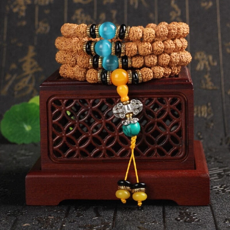 Tibetan Silver Rudraksha 108 Mala Beads