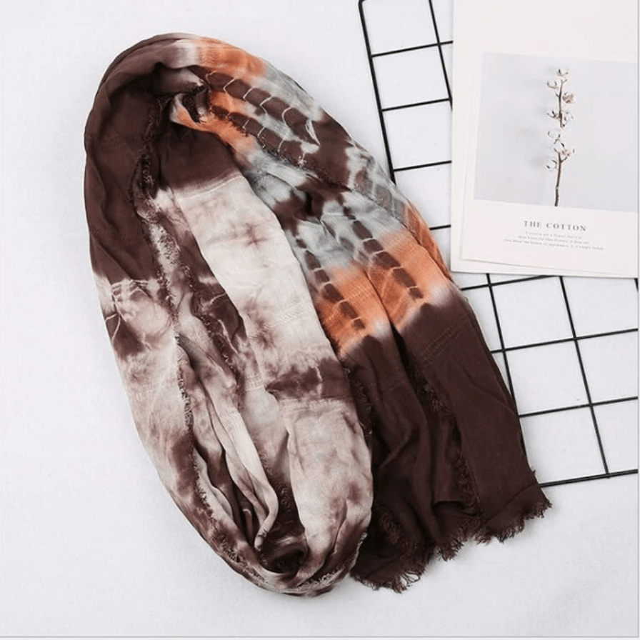 cambioprcaribe Tie Dye Brown Oversized Tie-Dye Scarf