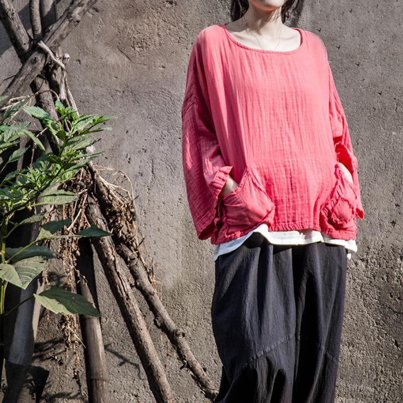 cambioprcaribe Tops Loose Oversized Hot Pink T-Shirt | Lotus