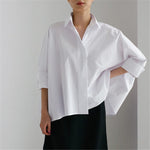 cambioprcaribe Tops Oversized White Asymmetrical Shirt